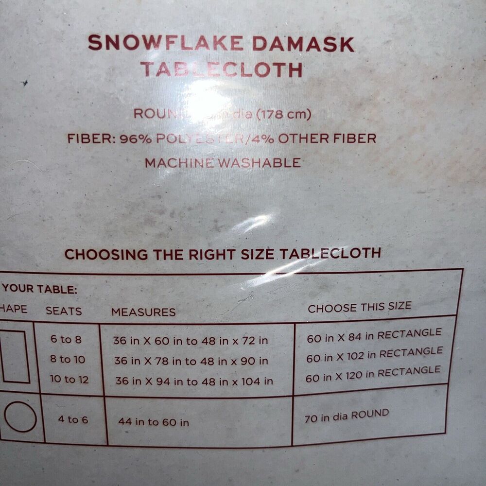 NEW North Pole Trading Co. Tablecloth Snowflake Damask 70 in Round Gold Silver - Picture 4 of 4